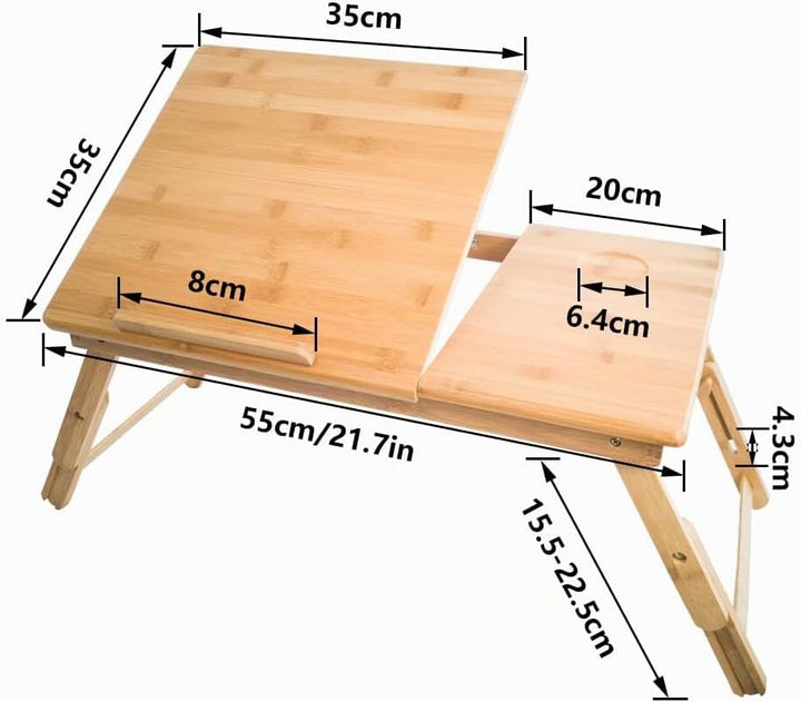 KKTONER Laptoptisch Laptopständer höhenverstellbar Bed Tablett 55x35cm faltbar aus Bambus Gelb-1, Ge