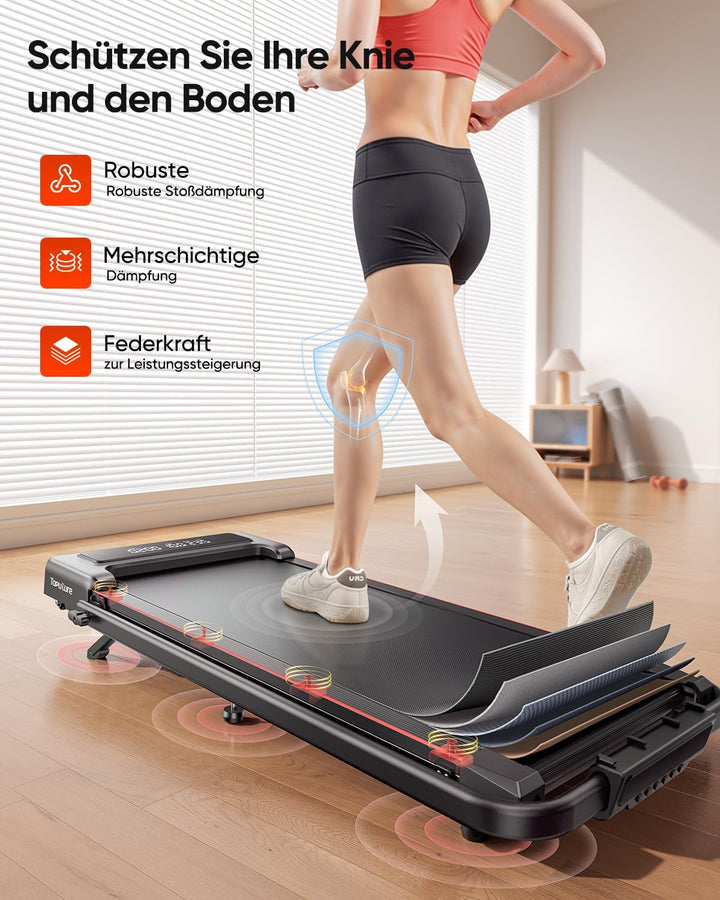 Elektrisches Laufband für Zuhause mit 9% Neigung, 12km/h Klappbares Laufband mit Steigung, 4 IN 1 Wa