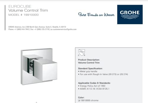 GROHE Eurocube | Sicherungstechnik - Ventil Oberbau | 19910000, Silber Absperrventil-Verkleidung, Ab