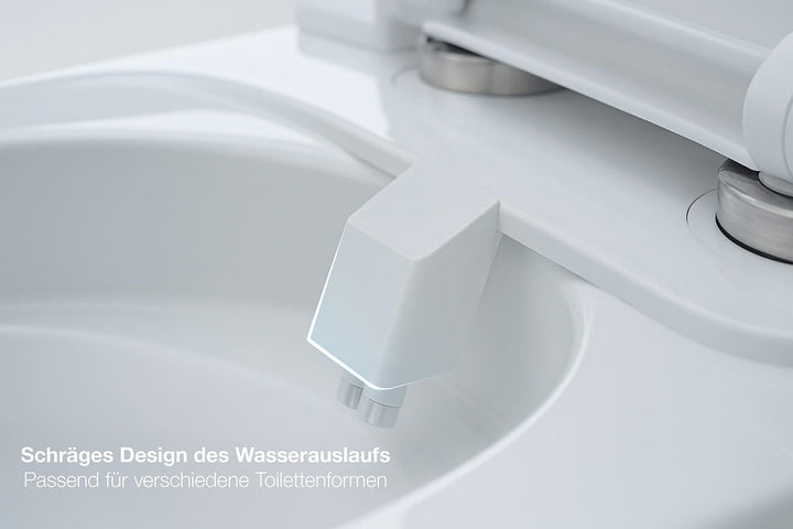 BadeStern Dusch WC Bidet Toilette: Bidet-Toilettenaufsatz mit 2 Düsen, Ausfahrautomatik, selbstreini