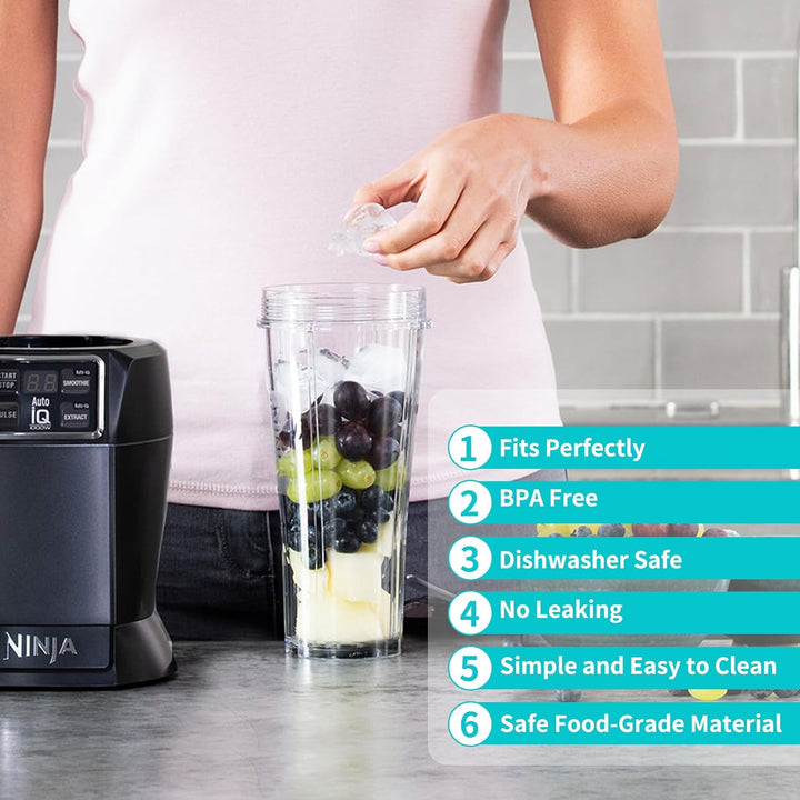 2er Pack Mixer Becher 24oz （710m）Kompatibel mit Ninja Blender & Mixer CB350EU BN800EU BN750EU BN650E