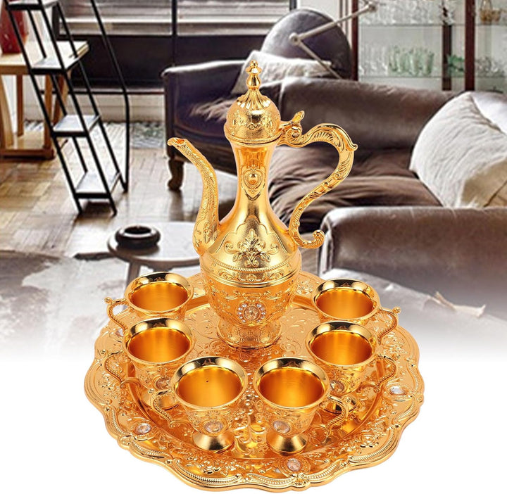 Türkisches Teeservice Mit Teekanne Und Tablett, Vintage-Kaffeetassen-Set, Türkisches Kaffee-Set, Met
