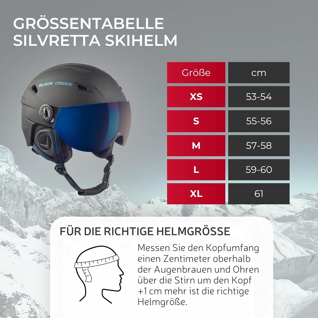 BLACK CREVICE Skihelm Silvretta I Skihelm mit Visier im Pilotenstyle I verschiedene Farben I Skihelm