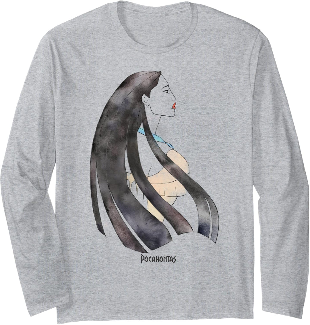 Disney Pocahontas Watercolor Side Portrait Title Langarmshirt
