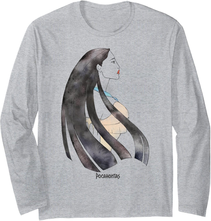 Disney Pocahontas Watercolor Side Portrait Title Langarmshirt