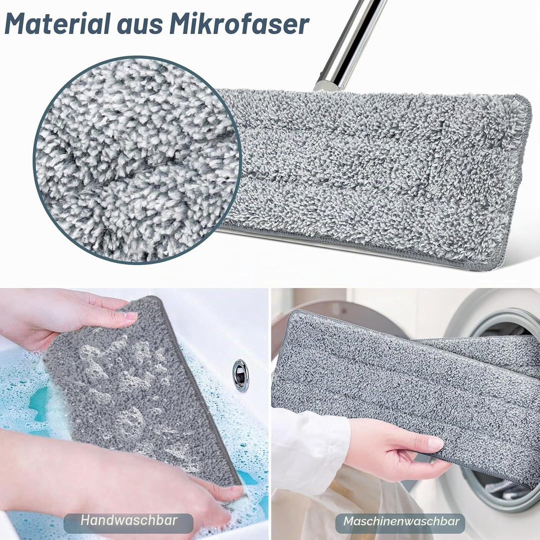 Wischmopp Set mit Eimer, Masthome Kompaktes Wischmopp und Eimer mit Auswringer, mit 3 Mikrofaser Wis