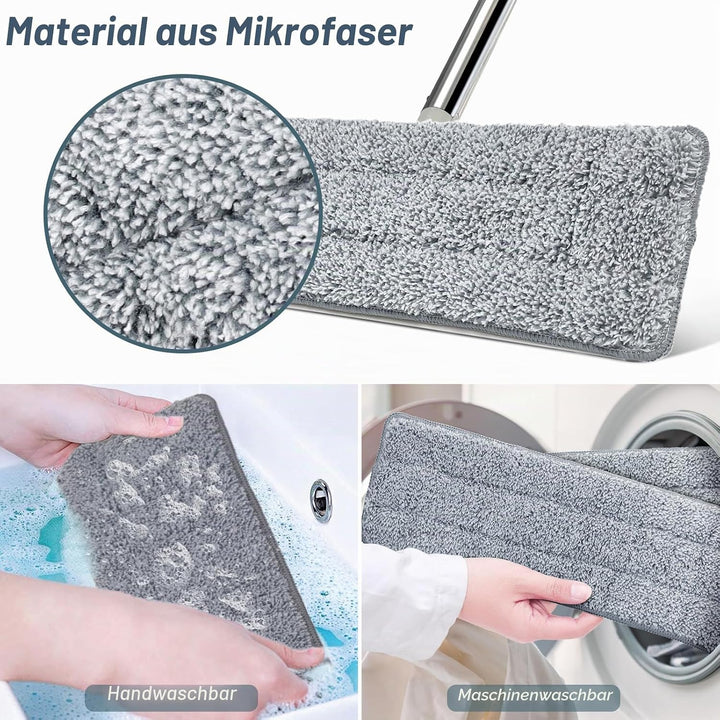 Wischmopp Set mit Eimer, Masthome Kompaktes Wischmopp und Eimer mit Auswringer, mit 3 Mikrofaser Wis