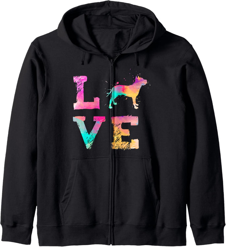 Bunte Aquarellmalerei American Staffordshire Terrier Kapuzenjacke
