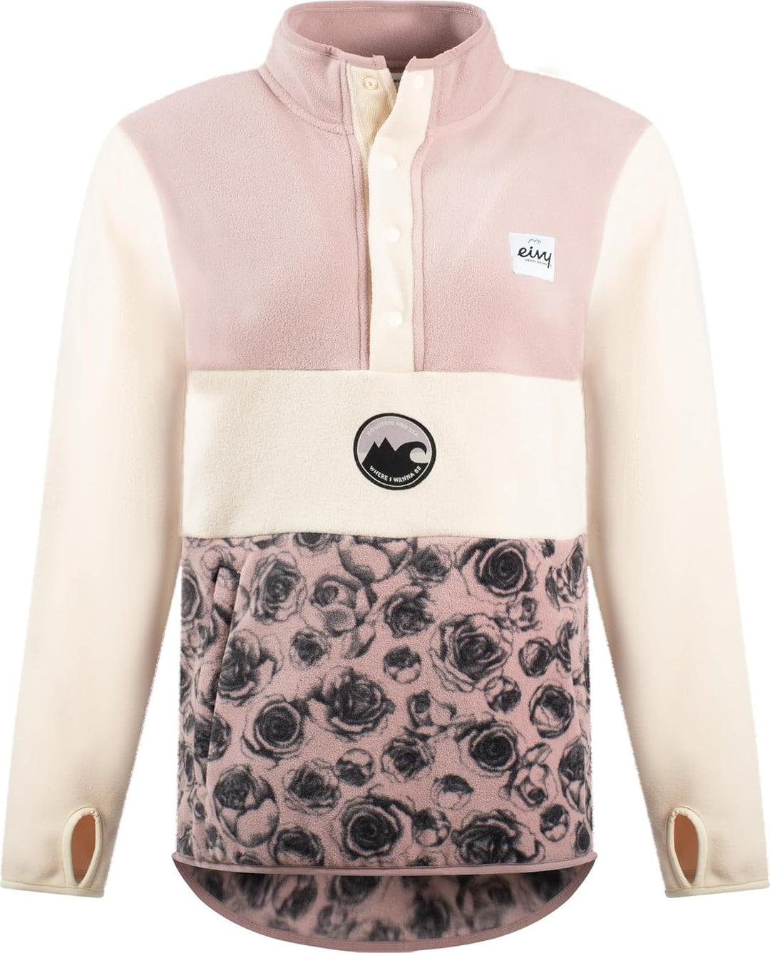 Eivy Mountain Fleece Pullover mit Knopfleiste XXS Charcoal Woodrose, XXS Charcoal Woodrose