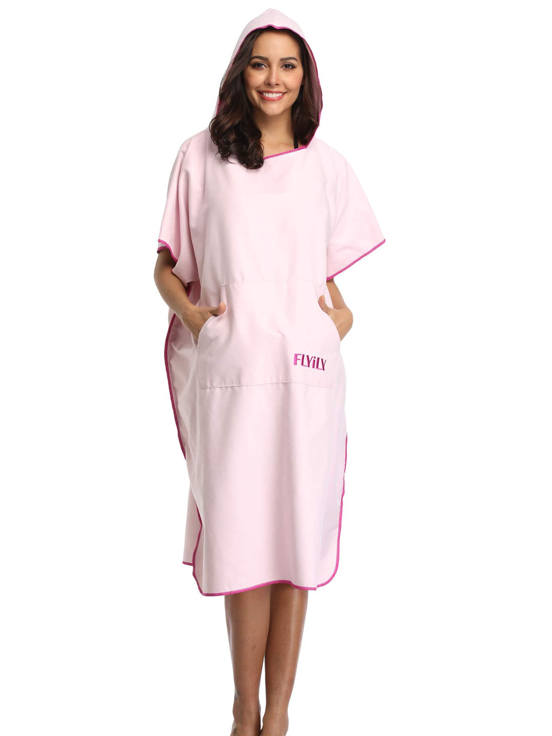 FLYILY Microfaser Surf Poncho Handtuch mit Kapuze Bademantel zum Schwimmen und Strand wechseln Einhe