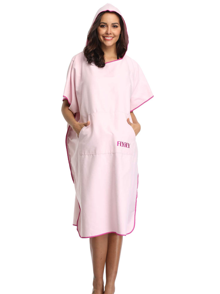 FLYILY Microfaser Surf Poncho Handtuch mit Kapuze Bademantel zum Schwimmen und Strand wechseln Einhe