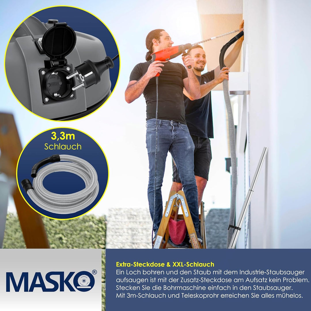 MASKO® 6IN1 Industriestaubsauger Staubsauger Nass Trocken Sauge Aschesauger 2300W + Steckdose✓ Blasf
