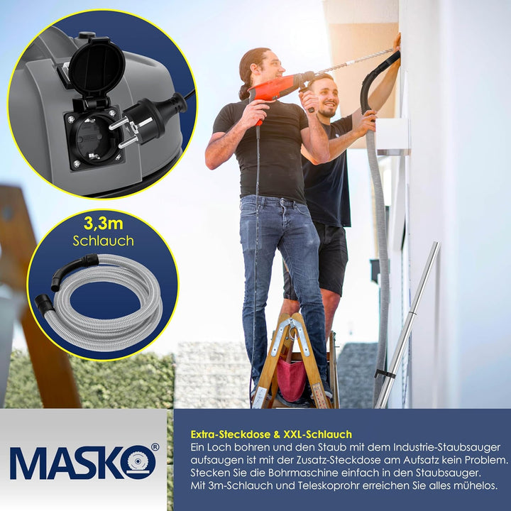 MASKO® 6IN1 Industriestaubsauger Staubsauger Nass Trocken Sauge Aschesauger 2300W + Steckdose✓ Blasf