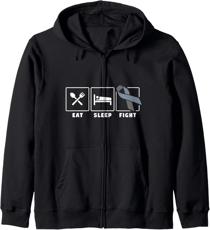 Eat sleep fight gray ribbon brain cancer awareness Kapuzenjacke