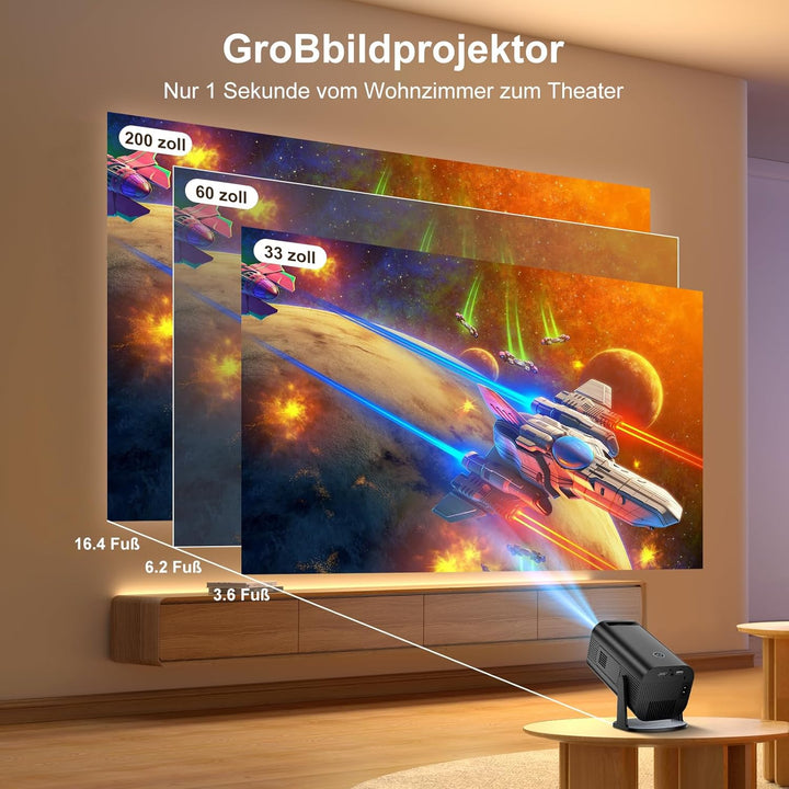 Eroshoo Mini Beamer, 4k Heimkino mit Android 11.0 Tragbarer Beamer, Unterstützt 2.4/5G Dual WiFi und