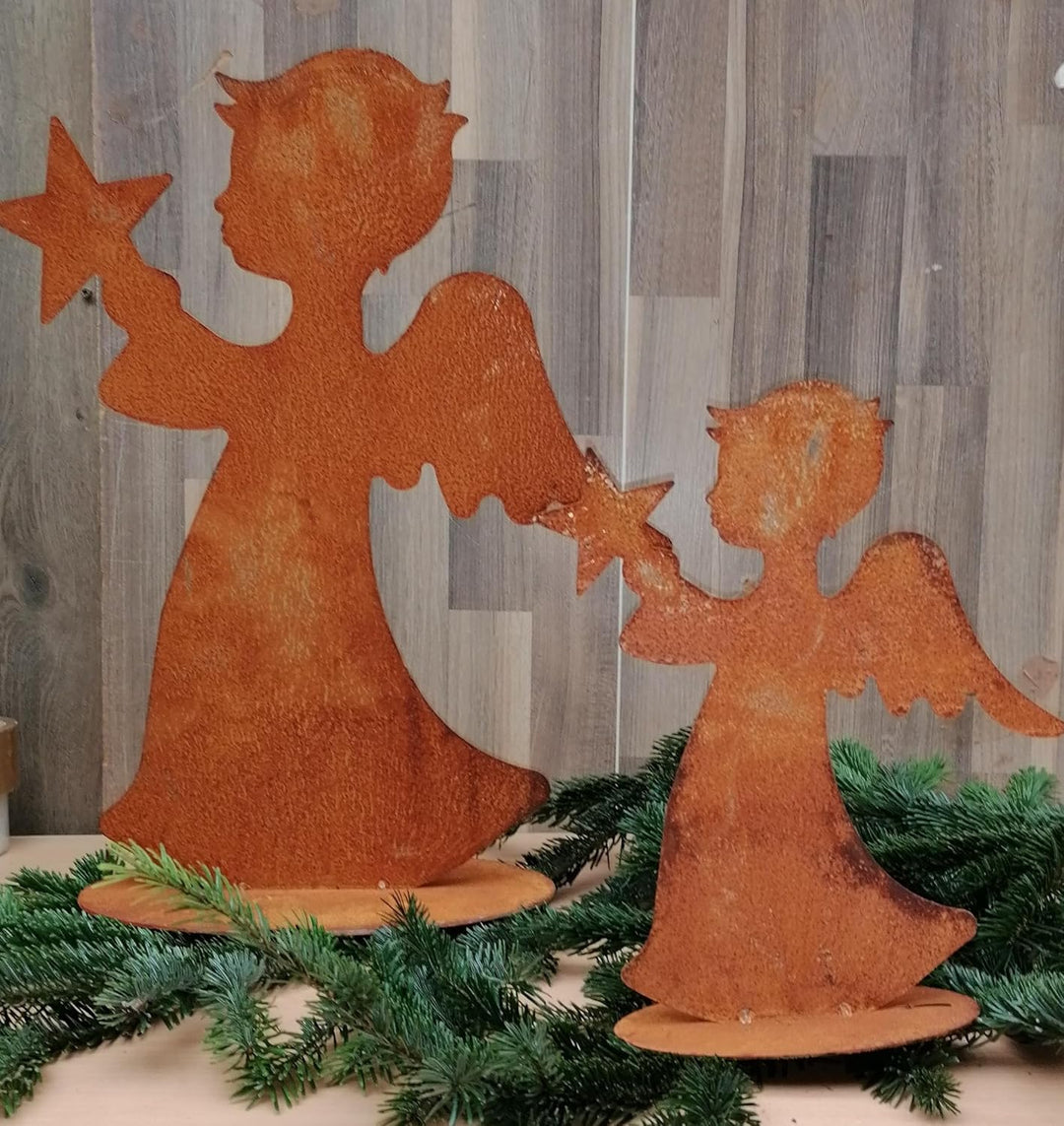 Generisch NEU !! Engel mit Stern 50 cm hoch aus Metall in angesagtem Edelrost Rost Weihnachten Deko