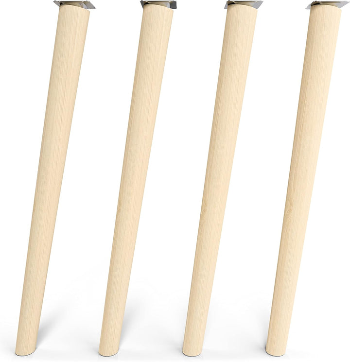 Sossai Tischbeine aus Naturholz Buche unbehandelt, Clif Round HMF2, 71 cm hoch, rund, schräge Ausfüh