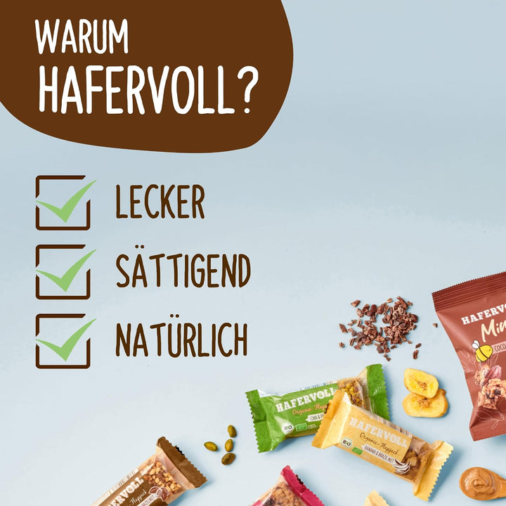 Hafervoll Porridge2go Haselnuss &amp; Nussmus, 13 x 55g Riegel - Vegan, Bio, Glutenfrei, Naschen ohne Zu