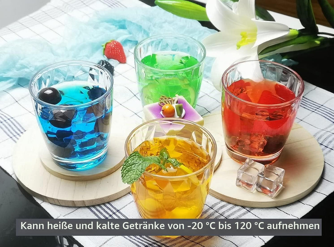 VEILEDGEM [aussehen wie Glas] 300 ml Set mit 6 Kunststoff-Trinkgläsern, spülmaschinenfest, BPA-frei,