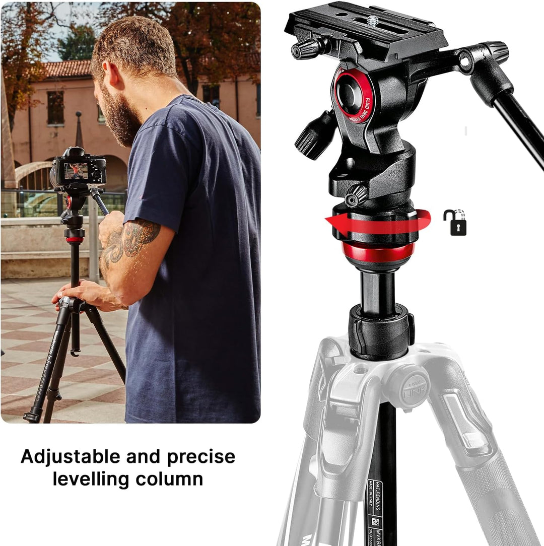 Manfrotto Travel Befree Live Aluminium Stativ Twist, Videokopf, schwarz, kompakt (MVKBFRT-LIVEUS) Be