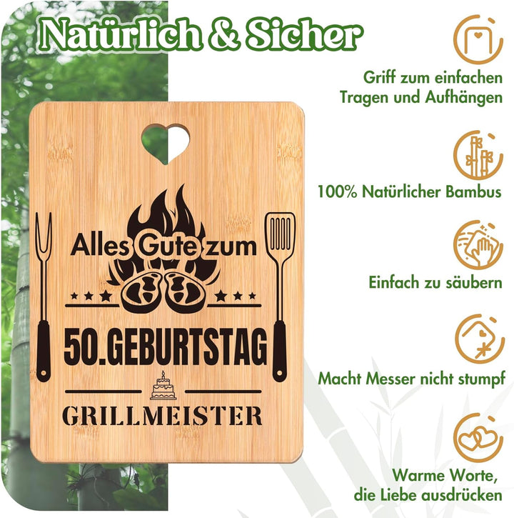 50 Geburtstag Geschenk - Happy Birthday Bambus Schneidebrett, 50 Geburtstag Mann und Frau,1975 Gebur