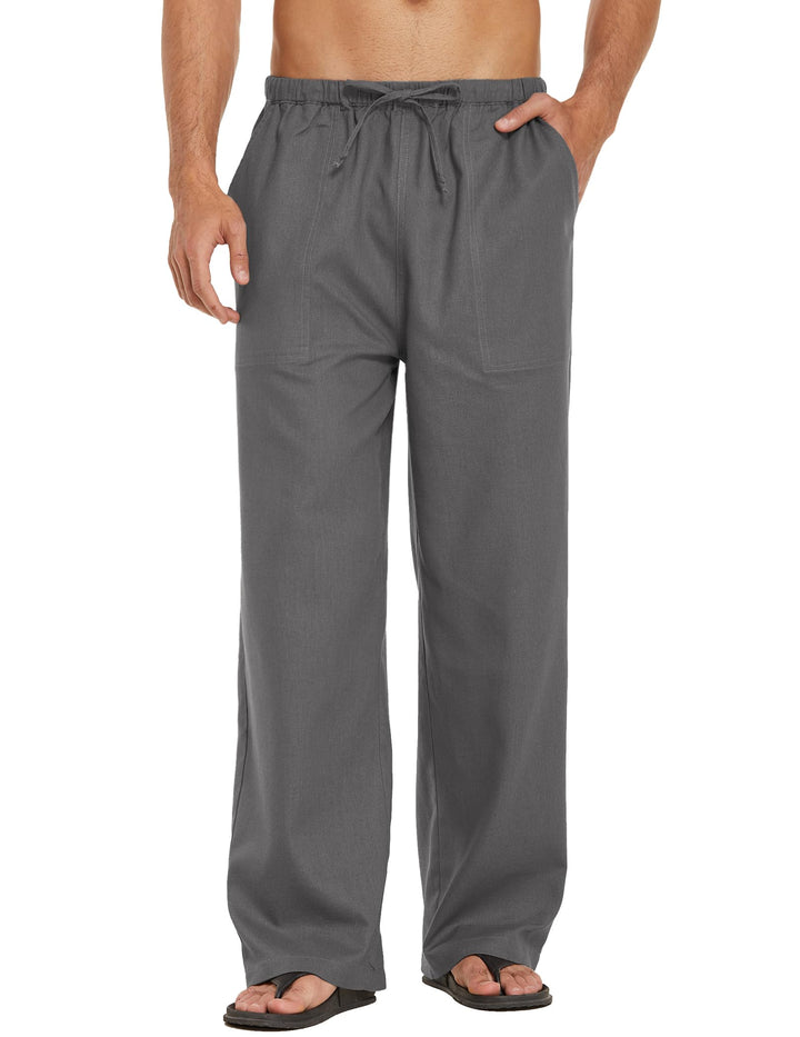 COOFANDY Leinenhose Herren mit Tunnelzug Herrenhose Leicht Sommerhose Freizeithose Einfarbig Leinen