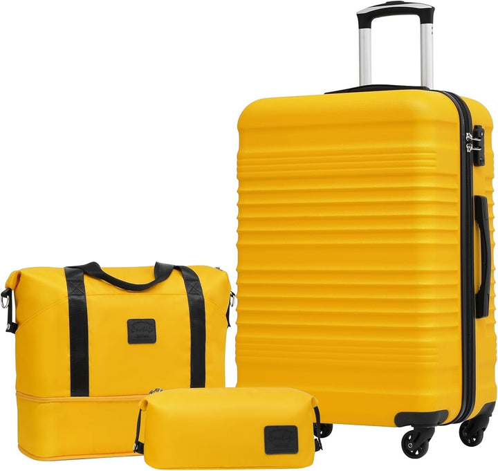 COOLIFE Koffer Set 3 Teilig, Gepäck Set Mittelgross 24‘’ ABS Hartschale, Handgepäck 4 Rollen TSA-Sch