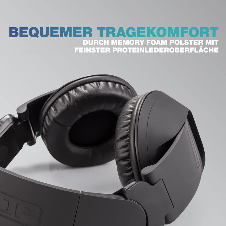 Reloop RHP-20 Knight DJ-Kopfhörer inkl. Tragetasche (drehbar & klappbar, Mini-XLR-zu-6,3mm-Klinke-Ka