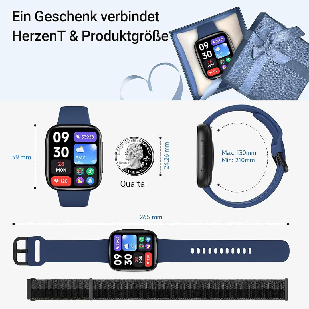 Smartwatch Damen, AMOLED 1,85" Smart Watch für iPhone/Samsung/Android(Telefonfunktion), Fitness Trac