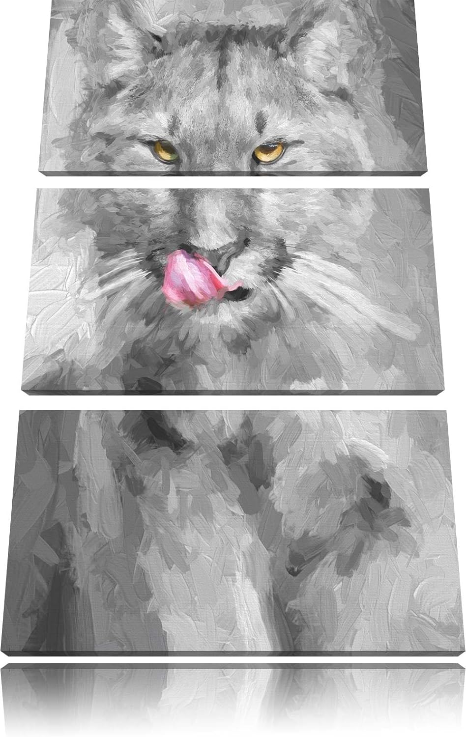 anmutiger Puma schwarz/weiss Deluxe 3-Teiler Leinwandbild 120x80 Bild auf Leinwand, XXL riesige Bild
