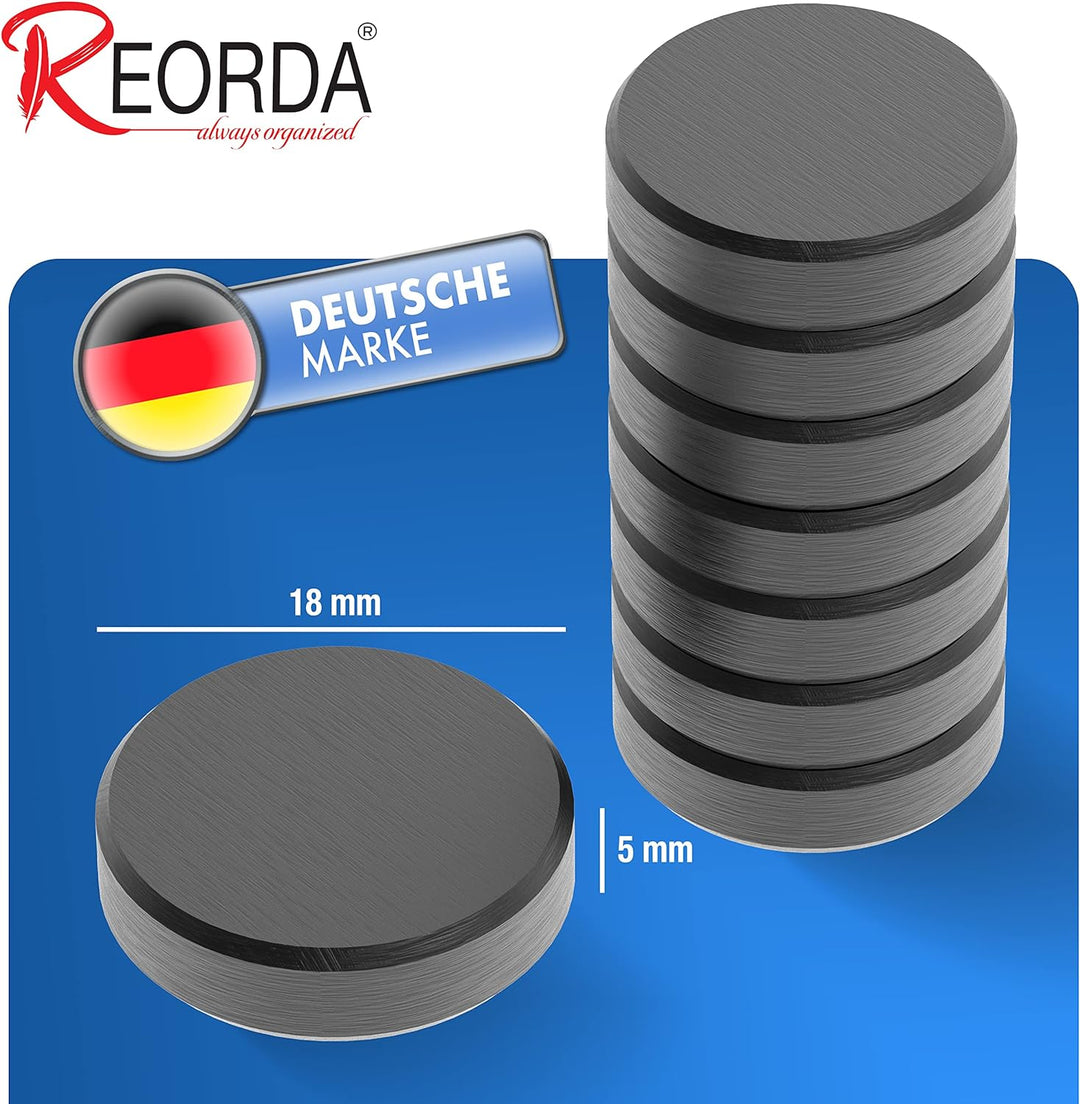 REORDA Magnete für Magnettafel stark - 225x Starke Magnete für Whiteboard, Pinnwand, als Kühlschrank