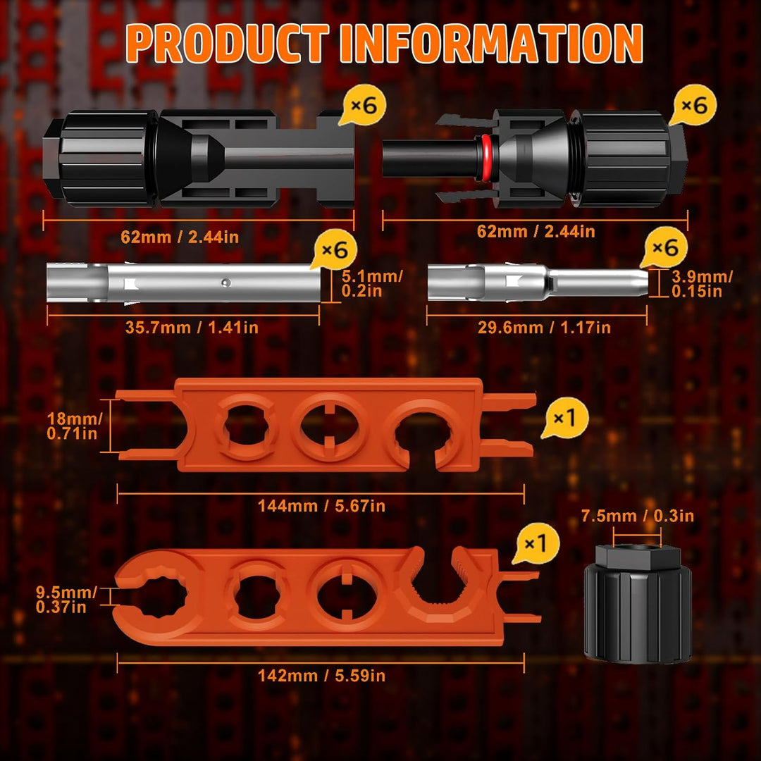 PEBA Solarstecker Crimpzange Set, Solar Crimpzange für 2.5/4/6mm² Solarpanel PV Solarkabel, mit 6 Pa