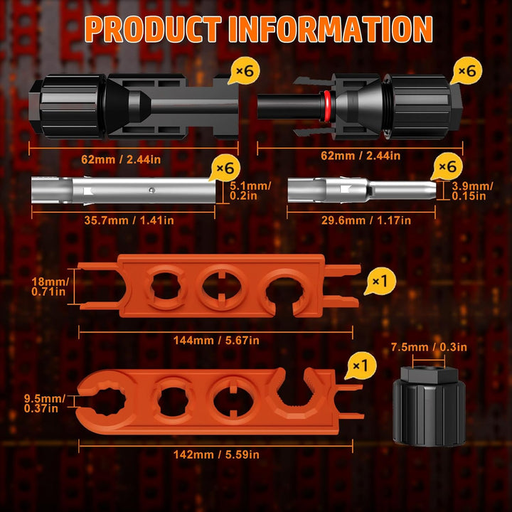 PEBA Solarstecker Crimpzange Set, Solar Crimpzange für 2.5/4/6mm² Solarpanel PV Solarkabel, mit 6 Pa