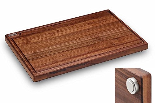 Schneidboard Nussbaum S+ - Design Schneidebrett Aus Holz mit Saftrille - Made in Germany - 45x29x3,8