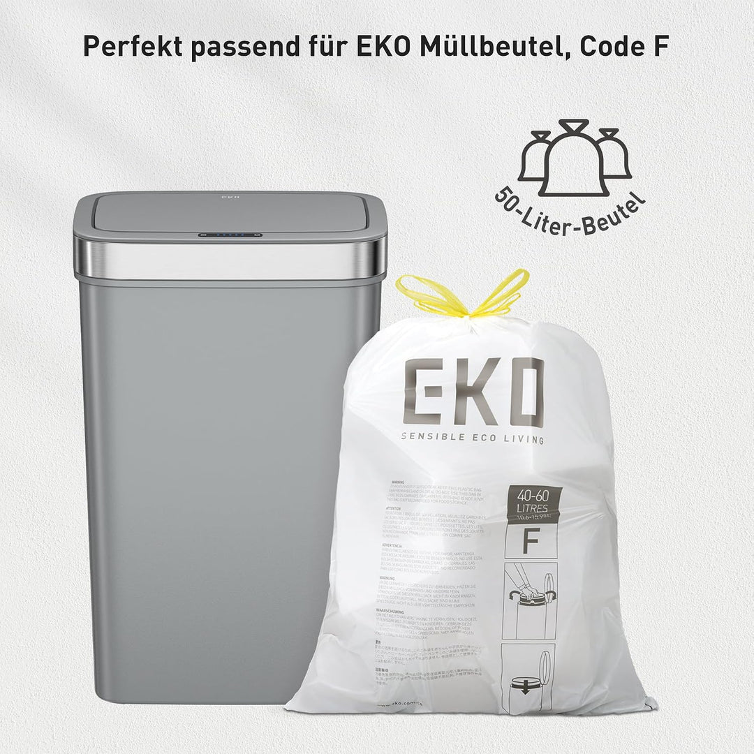 EKO Hana Deluxe 50L Mülleimer mit Sensor, Automatischer Mülleimer Küche, rechteckiger Bewegungssenso