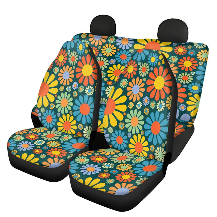 Belidome Abstrakte Hippie Blume Auto Sitzbezüge Voller Satz Vorne Hinten Bunte Gänseblümchen Sitzkis