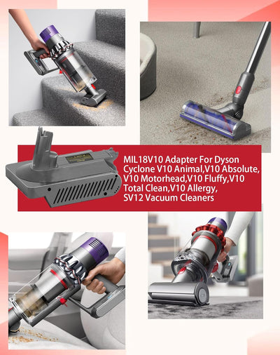 JJXNDO für Dyson V10 Batteriewechsel, V10 Adapter für Milwaukee M18 18V Li-Ionen Batterie Konverter