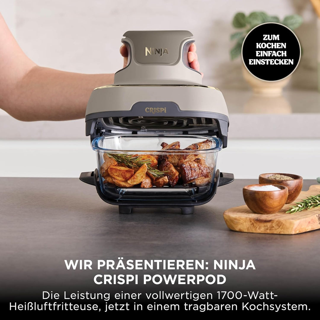 Ninja CRISPi tragbare Air fryer Heissluftfritteuse, 3,8 l, 4-in-1: Heissluftfrittieren, Braten, Warm