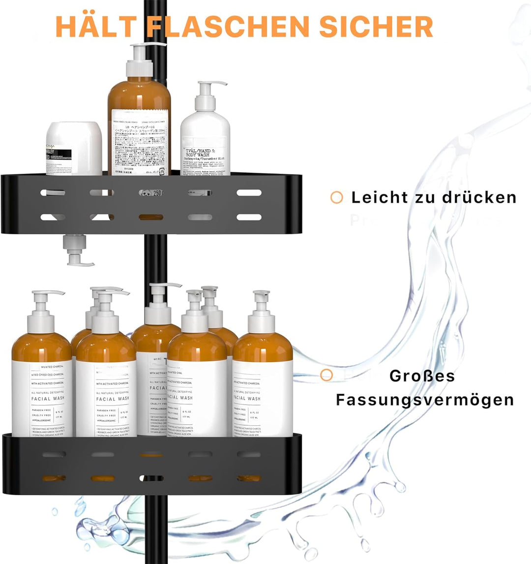 Kegii Teleskop Duschregal - Teleskopregal Bad Eckregal Dusche Duschablage Ohne Bohren Teleskopstange