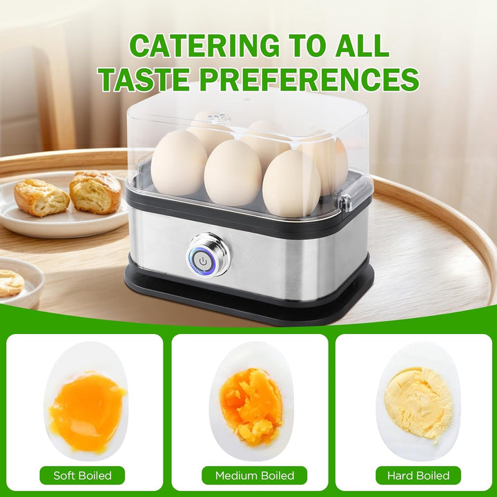 VINATO Eierkocher, bis zu 6 Eier (weich, mittel, hart, pochiert), Familiengrösse Egg Cooker, Leicht