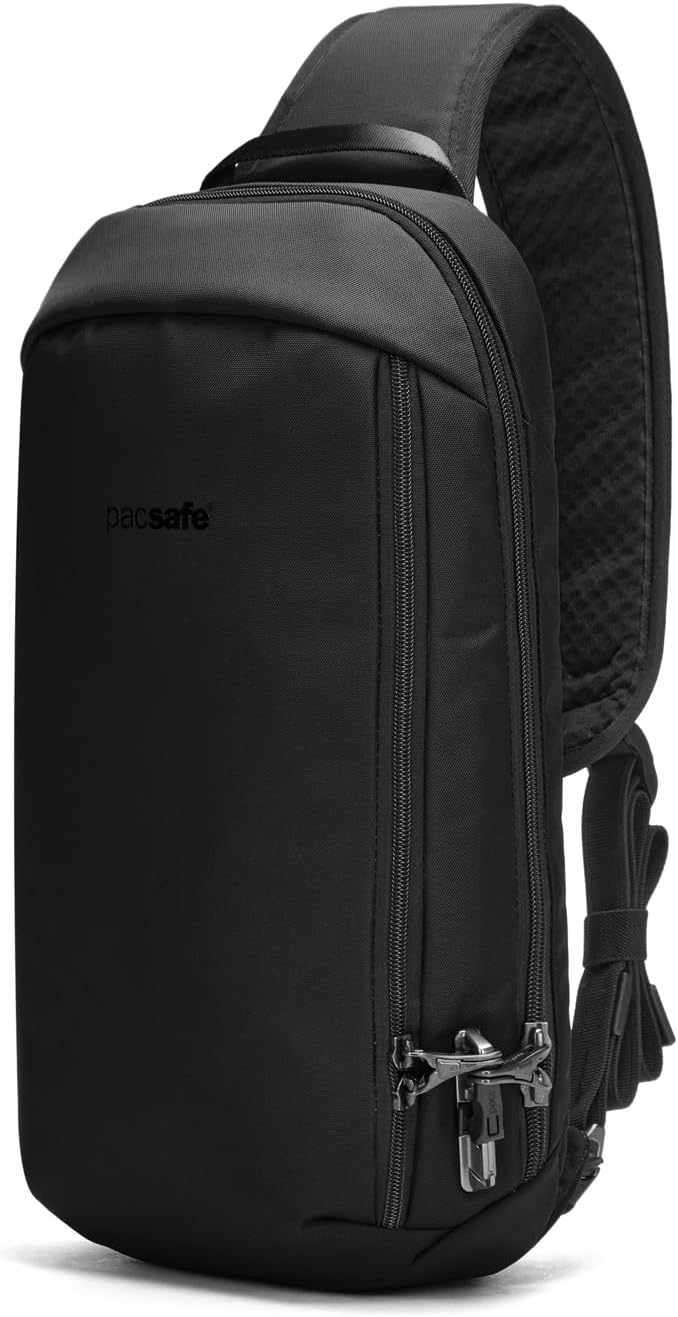 Pacsafe Vibe 325 - Anti-Diebstahl Cross-Body-Bag, Umhängetasche, Sling Bag Schwarz (Jet Black 130),