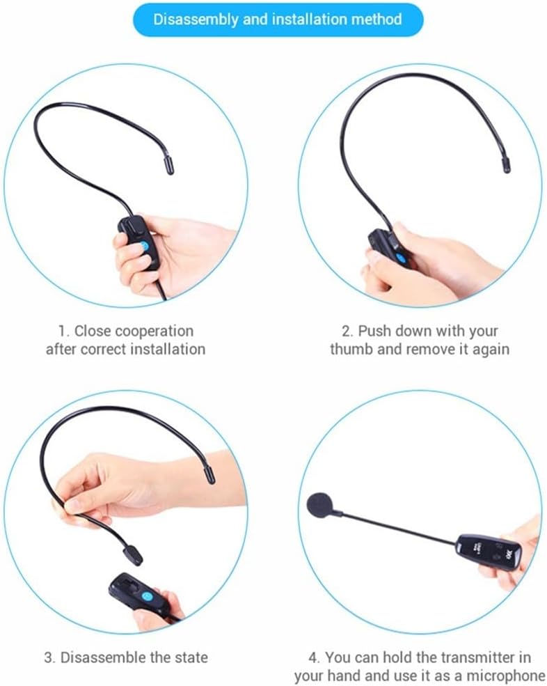 SPORTARC Wireless Headset Mikrofon Set, UHF Wireless Mikrofon USB Wiederaufladbar Dual Headset Syste