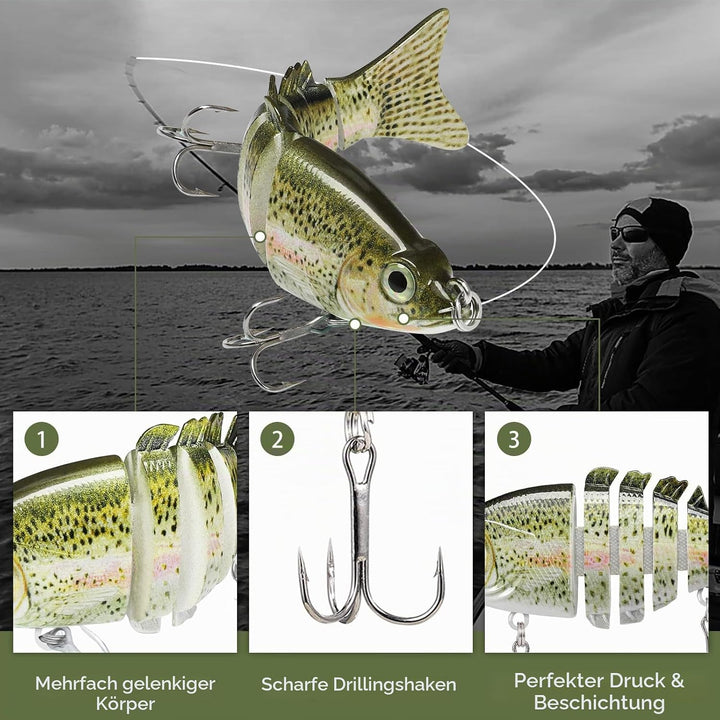 TRUSCEND Swimmax für Süss- und Salzwasser, Lebensechte Angelköder für Barsch, Forelle, Crappie, Zand
