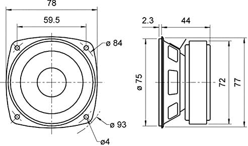 'Visaton vs-frs8 m – Lautsprecher (8,38 cm (3.3), 30 W, 50 W, 100 – 20000 Hz, Schwarz, 8 cm Single,