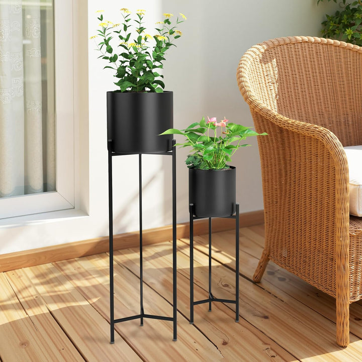 Ribelli Metall Blumentopf Ständer 2er Set φ18/23 cm, Blumenhocker mit Übertopf, Blumentreppe Pflanze