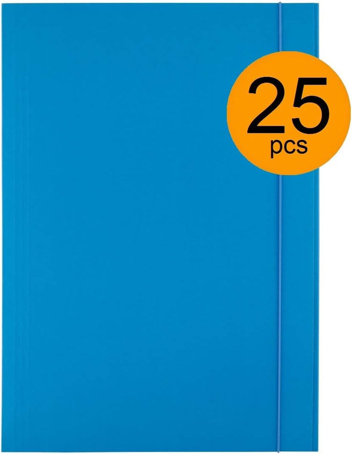 D.RECT 25 Stück Sammelmappe aus Karton | Postmappe mit Gummiband | 300g Blau Blau 25 Stück, Blau 25