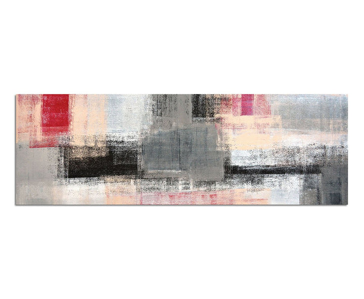 Paul Sinus Art Panoramabild auf Leinwand und Keilrahmen 150x50cm Kunstmalerei abstrakt grau rot gelb