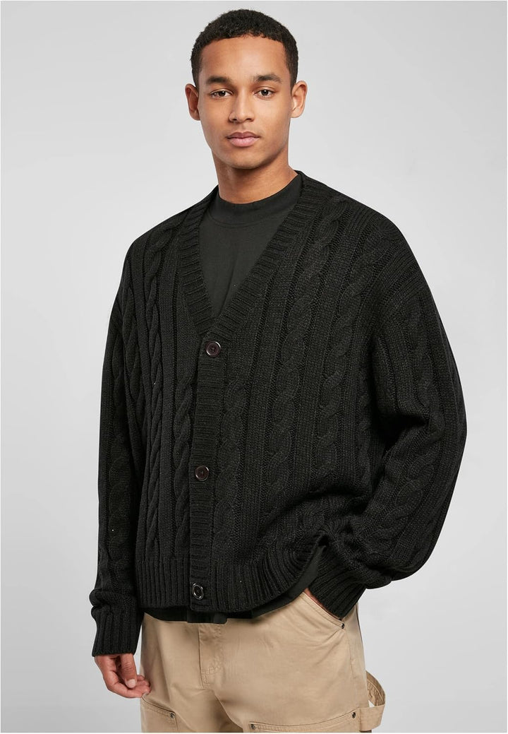 Urban Classics Herren Boxy Cardigan Sweatshirts S Schwarz, S Schwarz