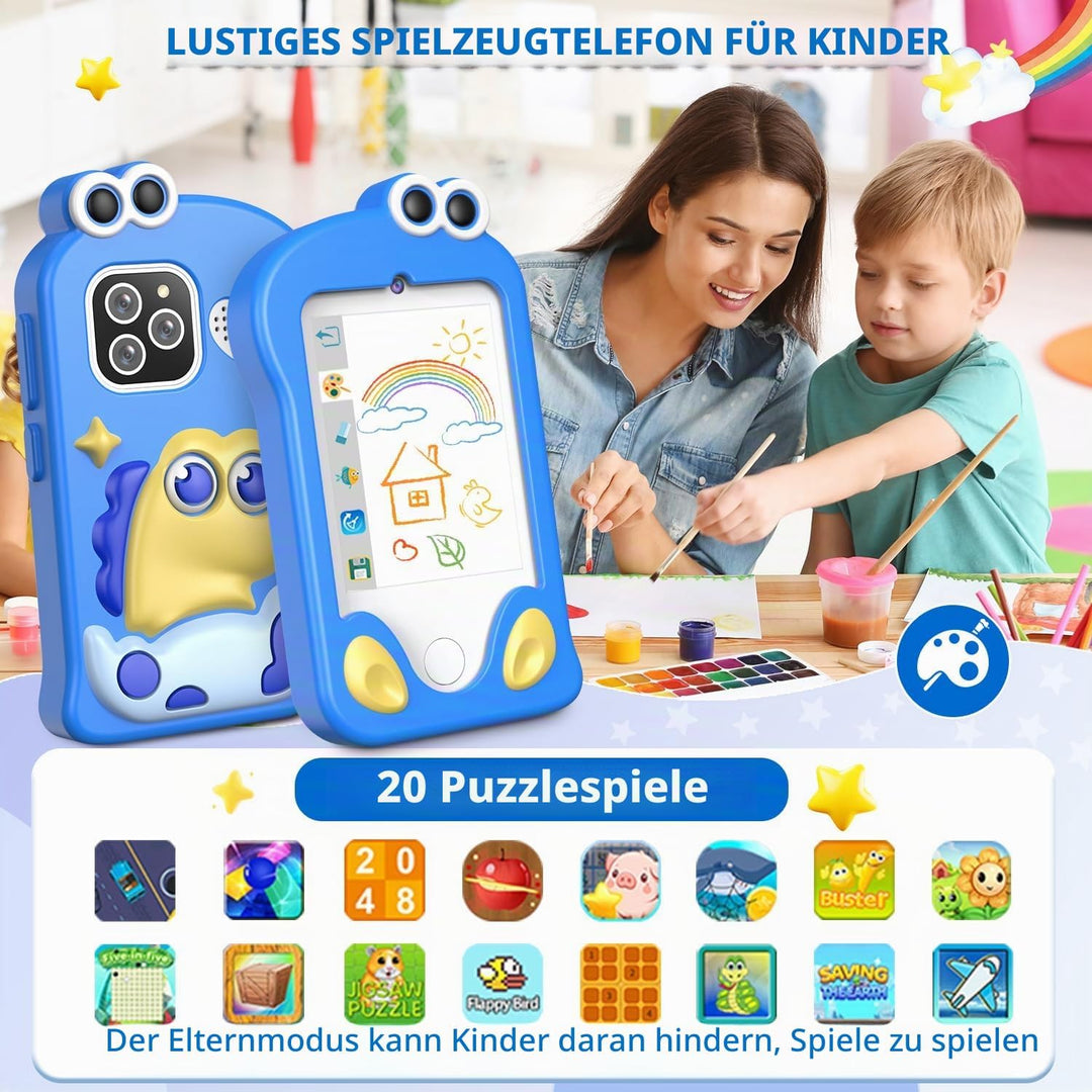 Kinderhandy Spielzeug mit Dual Kamera Kinderkamera 2.8 Inch Touchscreen Lerntelefon Lernspielzeug mi