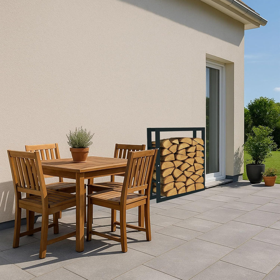 SCHMIDT security tools Kaminholzregal 60x25x80cm Stahl Schwarz Brennholzregal Holzstapelhilfe Holzun